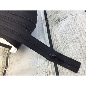 Black Nylon Coil Zipper Tape , Size 5, No Slides, Sew in Zip, Replace or Repair